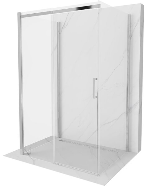 Mexen Omega, cabină de duș cu 3 pereți cu ușă glisantă 110 (uşă) x 90 (perete) cm, sticlă transparentă de 8 mm, profil cromat, 825-110-090-01-00-3S