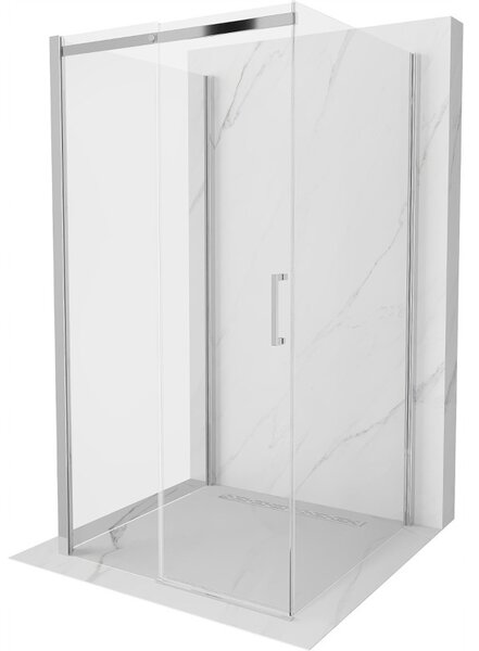 Mexen Omega, cabină de duș cu 3 pereți cu ușă glisantă 100 (uşă) x 100 (perete) cm, sticlă transparentă de 8 mm, profil cromat, 825-100-100-01-00-3S