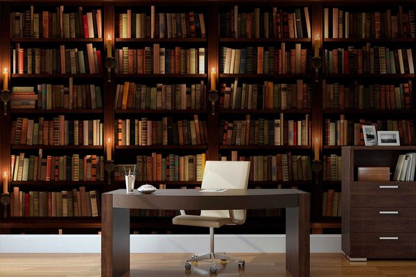 Fototapet Bibliotecă mare plină de cărți, Fototapet spațiu extins, Fototapet populare, u57072 - Tapeko.ro