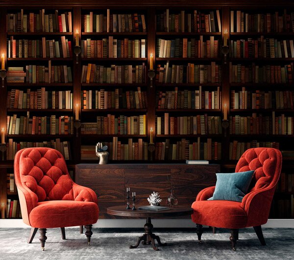 Fototapet Bibliotecă mare plină de cărți, Fototapet spațiu extins, Fototapet populare, u57072 - Tapeko.ro