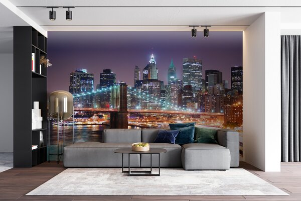 Fototapet Pod peste un râu cu lumini, Fototapet skyline, Fototapet populare, u57210 - Tapeko.ro