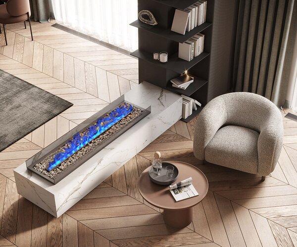 Focar semineu electric 3D cu vapori de apa incorporabil, Led, cu sunet, 8 culori, Wi-Fi cu APP internet, ElectricSun MISTique mediu 100cm