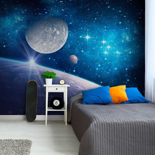 Fototapet Planeta și luna în spațiu, Fototapet designer, Fototapet populare, u57785 - Tapeko.ro
