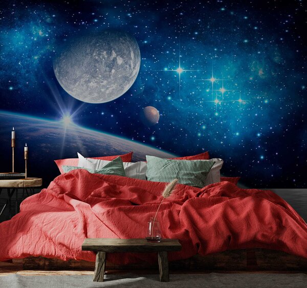 Fototapet Planeta și luna în spațiu, Fototapet designer, Fototapet populare, u57785 - Tapeko.ro