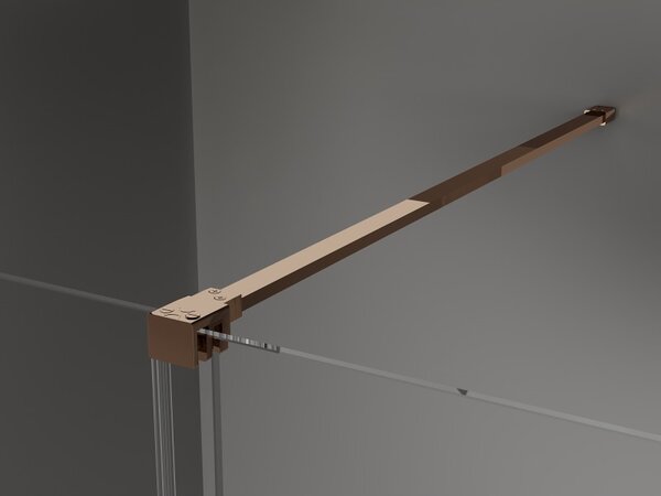 Mexen Velar, paravan de dus cu usa culisanta Walk-in 70 x 200 cm, sticla gri 8mm, aur roz, 871-070-000-43-60