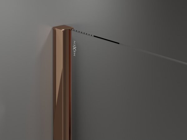 Mexen Velar, paravan de dus cu usa culisanta Walk-in 70 x 200 cm, sticla gri 8mm, aur roz, 871-070-000-43-60