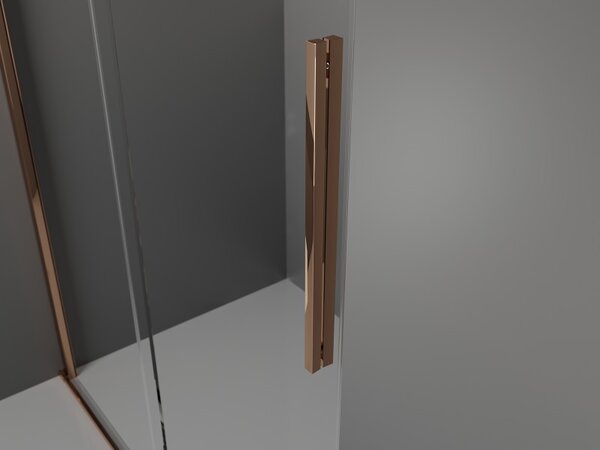 Mexen Velar, paravan de dus cu usa culisanta Walk-in 70 x 200 cm, sticla gri 8mm, aur roz, 871-070-000-43-60