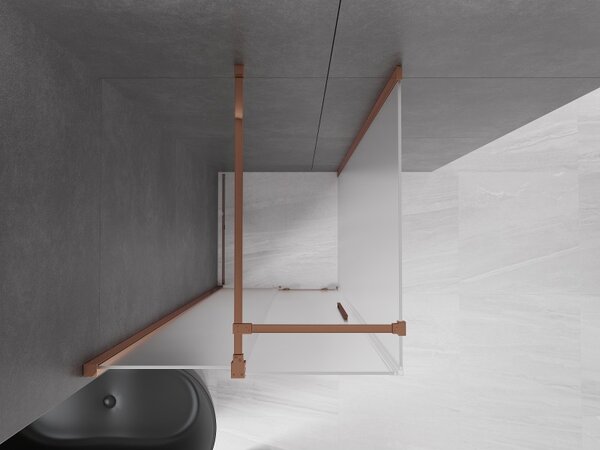 Mexen Velar, cabină de duș cu ușă glisantă 110 x 110 cm, sticlă mată 8 mm, aur roz, 871-110-110-31-55