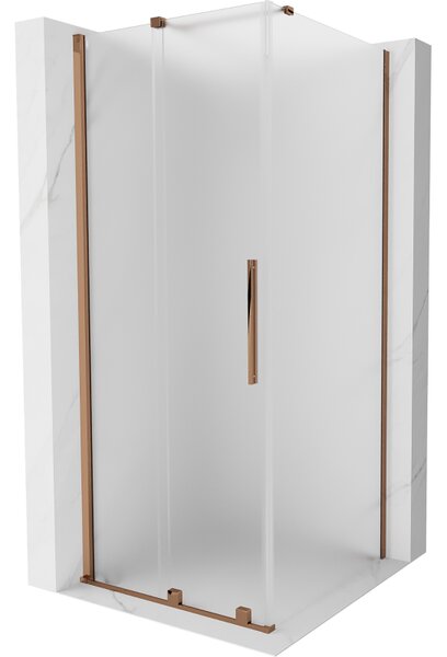 Mexen Velar, cabină de duș cu ușă glisantă 110 x 110 cm, sticlă mată 8 mm, aur roz, 871-110-110-31-55