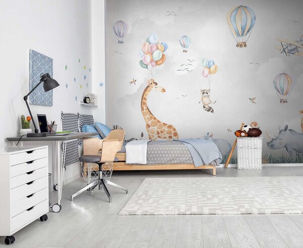 Fototapet Perete mural de animale și baloane, Fototapet copii, Fototapet populare, u59757 - Tapeko.ro