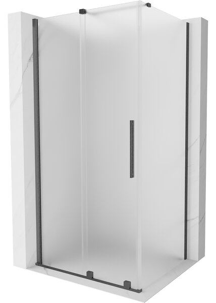Mexen Velar, colt de dus cu usa culisanta 110 x 90 cm, sticla mat 8 mm, grafit lustruit, 871-110-090-31-66