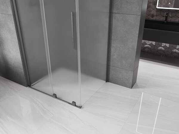 Mexen Velar, colt de dus cu usa culisanta 110 x 90 cm, sticla mat 8 mm, grafit lustruit, 871-110-090-31-66