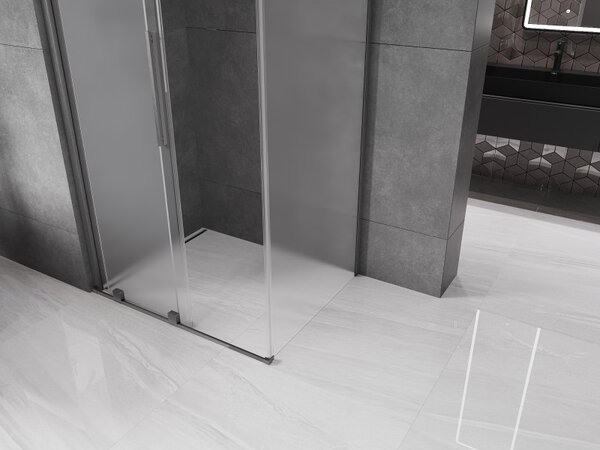 Mexen Velar, colt de dus cu usa culisanta 110 x 90 cm, sticla mat 8 mm, grafit lustruit, 871-110-090-31-66