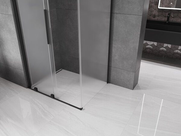 Mexen Velar, cabină de duș cu ușă glisantă 90 x 70 cm, sticlă mată 8 mm, negru mat, 871-090-070-31-70