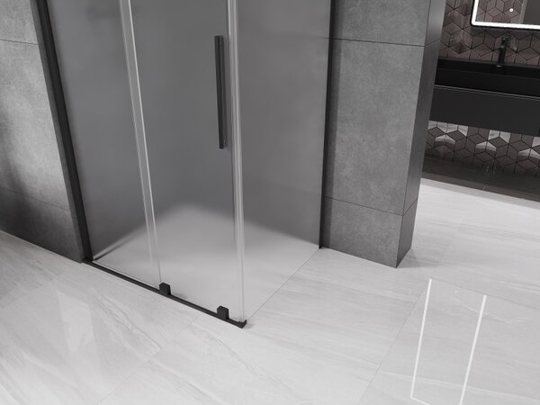 Mexen Velar, cabină de duș cu ușă glisantă 90 x 70 cm, sticlă mată 8 mm, negru mat, 871-090-070-31-70