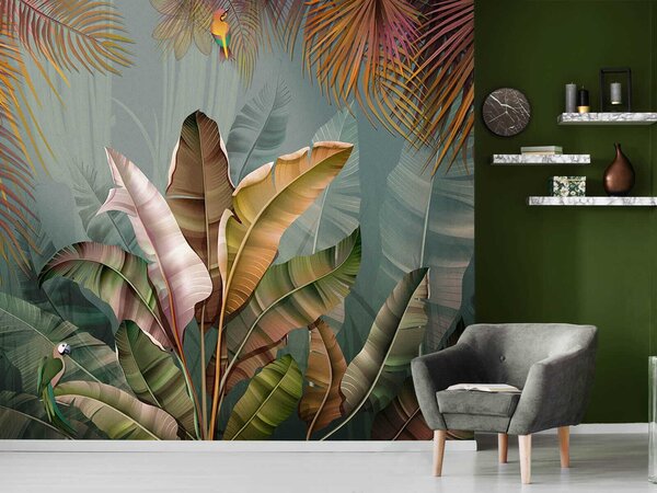 Fototapet Frunziș tropical cu culori vibrante, Fototapet natură, Fototapet populare, u59816 - Tapeko.ro