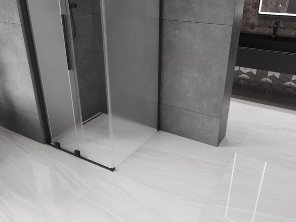 Mexen Velar, cabină de duș cu ușă glisantă 100 x 100 cm, sticlă mată 8 mm, negru mat, 871-100-100-31-70