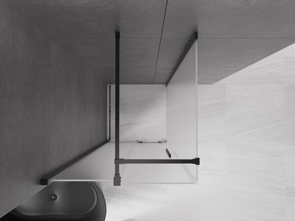 Mexen Velar, cabină de duș cu ușă glisantă 100 x 100 cm, sticlă mată 8 mm, negru mat, 871-100-100-31-70