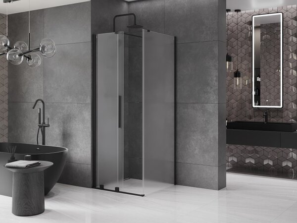 Mexen Velar, cabină de duș cu ușă glisantă 100 x 100 cm, sticlă mată 8 mm, negru mat, 871-100-100-31-70