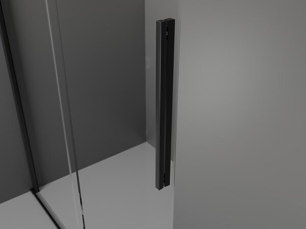Mexen Velar, cabină de duș cu ușă glisantă 100 x 100 cm, sticlă mată 8 mm, negru mat, 871-100-100-31-70