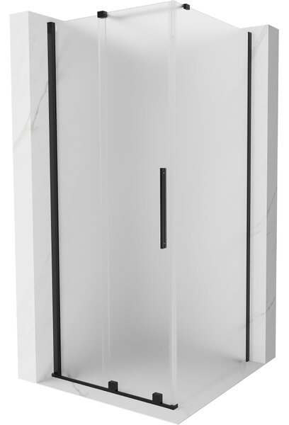 Mexen Velar, cabină de duș cu ușă glisantă 100 x 100 cm, sticlă mată 8 mm, negru mat, 871-100-100-31-70