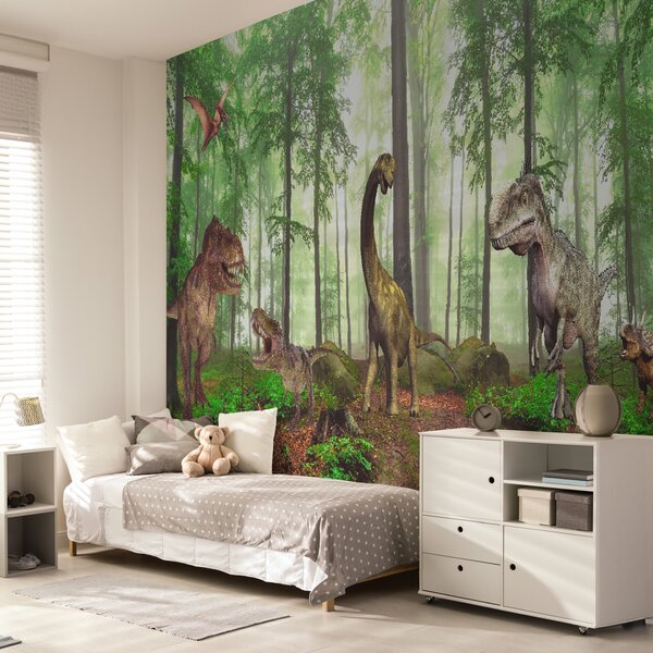 Fototapet Grup de dinozauri într-o pădure, Fototapet copii, Fototapet populare, u60039 - Tapeko.ro