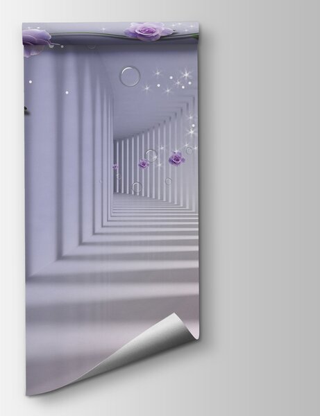 Fototapet O alee liniștită, împodobită cu trandafiri înfloriți, Fototapet 3D, Fototapet populare, u60194 - Tapeko.ro