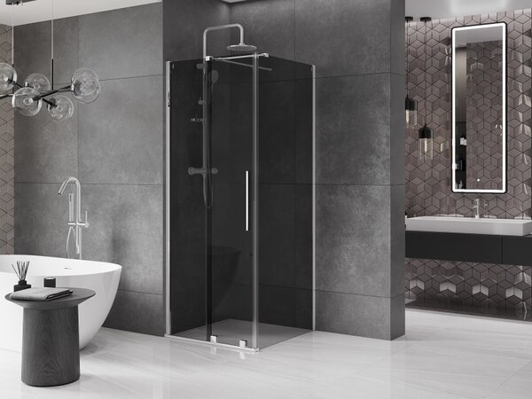 Mexen Velar, cabină de duș cu ușă glisantă 90 x 90 cm, sticlă gri 8 mm, crom, 871-090-090-41-01