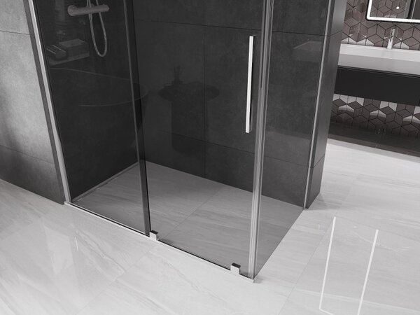 Mexen Velar, cabină de duș cu ușă glisantă 130 x 70 cm, sticlă gri 8 mm, crom, 871-130-070-41-01