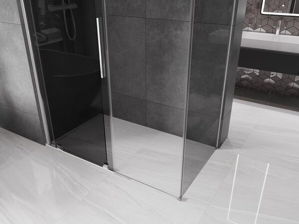 Mexen Velar, cabină de duș cu ușă glisantă 130 x 70 cm, sticlă gri 8 mm, crom, 871-130-070-41-01