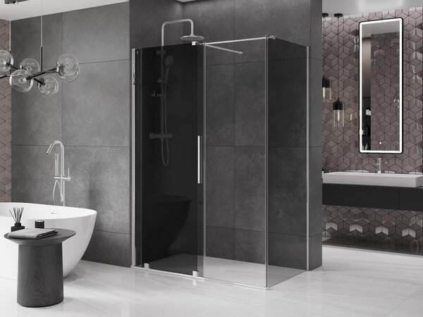 Mexen Velar, cabină de duș cu ușă glisantă 130 x 70 cm, sticlă gri 8 mm, crom, 871-130-070-41-01