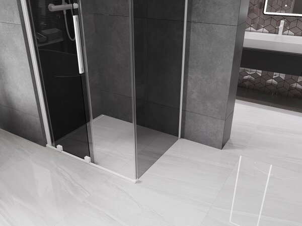 Mexen Velar, cabină de duș cu ușă glisantă 90 x 70 cm, sticlă gri 8 mm, alb mat, 871-090-070-41-20