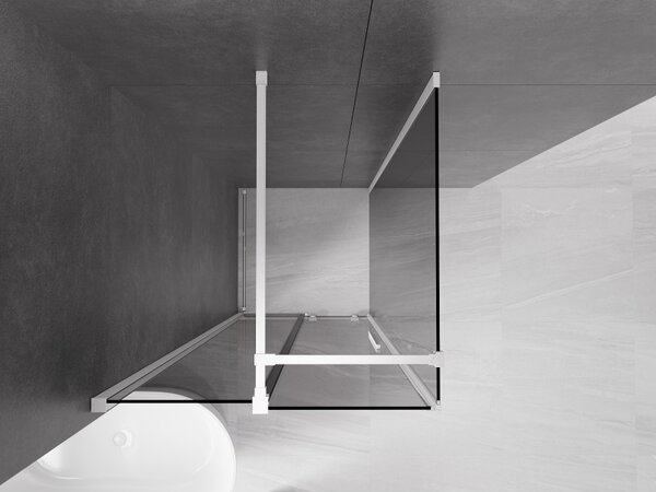Mexen Velar, cabină de duș cu ușă glisantă 90 x 90 cm, sticlă gri 8 mm, alb mat, 871-090-090-41-20
