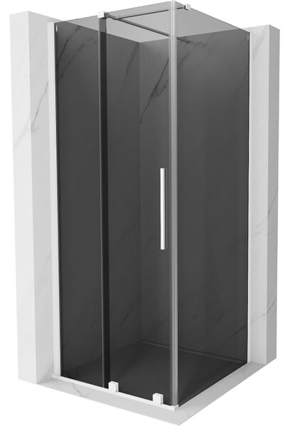 Mexen Velar, cabină de duș cu ușă glisantă 90 x 90 cm, sticlă gri 8 mm, alb mat, 871-090-090-41-20