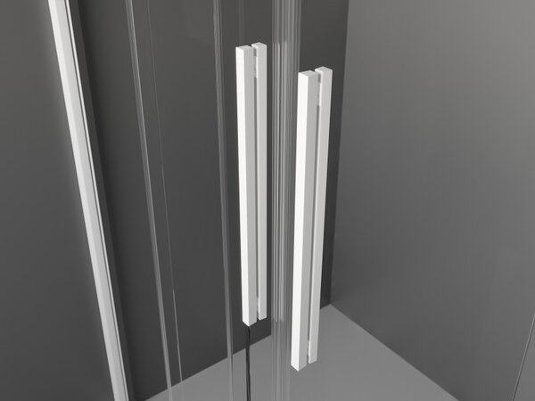 Mexen Velar Duo, usa de dus culisanta pentru deschidere 200 cm, sticla gri 8 mm, alb mat, 871-200-000-42-20