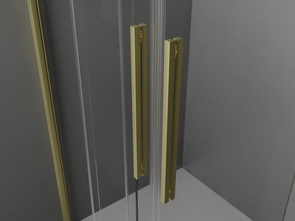 Mexen Velar L Duo, cabină de duș cu ușă glisantă 80 x 80 cm, sticlă gri 8 mm, auriu mat, 871-080-080-02-43-55