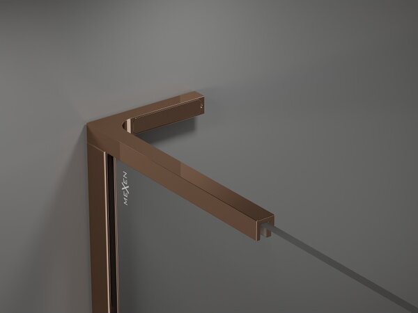 Mexen Kioto L, Paravan de duș Walk-In 70 x 200 cm, 8 mm sticlă transparentă-ger, profil auriu roz, 800-070-103-60-35