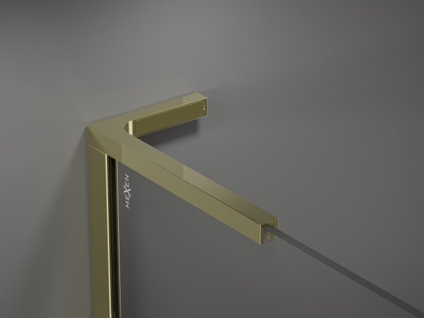 Mexen Kioto L, paravan de dus walk-in 80 x 200 cm, 8 mm sticla transparenta model negru, profil auriu lucios, 800-080-103-50-77