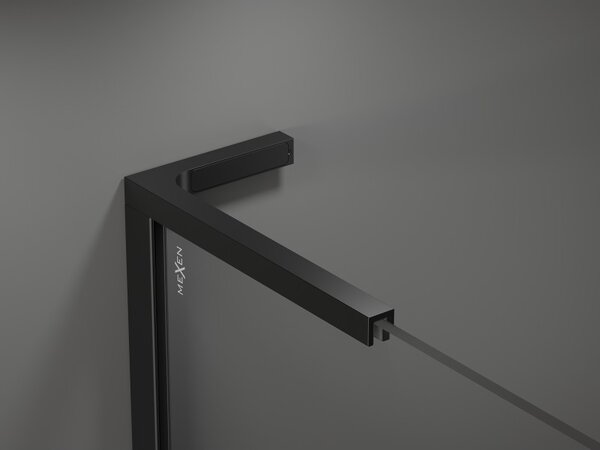 Mexen Kioto L, paravan de dus walk-in 80 x 200 cm, 8 mm sticla transparenta model alb, profil negru, 800-080-103-70-97