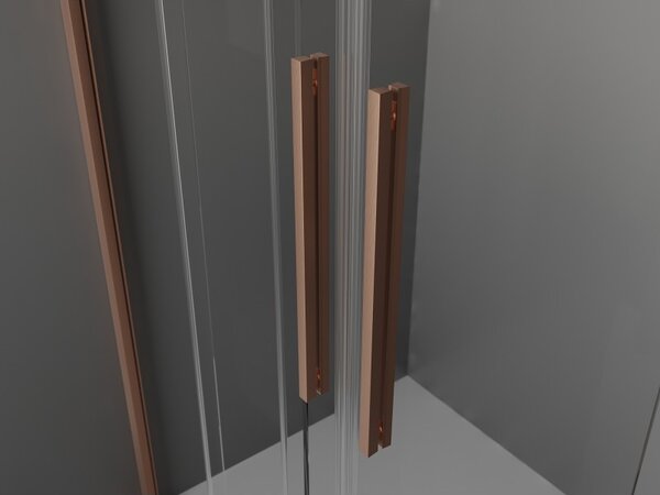 Mexen Velar Duo, cabină de duș cu ușă glisantă 80 x 80 cm, sticlă mată 8 mm, cupru mat, 871-080-080-32-65