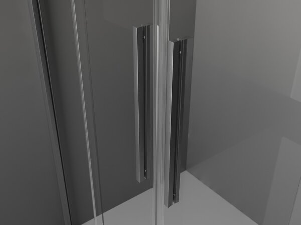 Mexen Velar L Duo, cabină de duș cu ușă glisantă 80 x 80 cm, sticlă gri 8 mm, grafit lustruit, 871-080-080-02-43-95