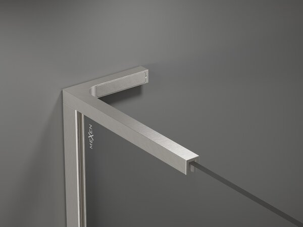 Mexen Kioto L, paravan de duș walk-in 120 x 200 cm, sticlă transparentă de 8 mm, profil din oțel periat, 800-120-103-97-06