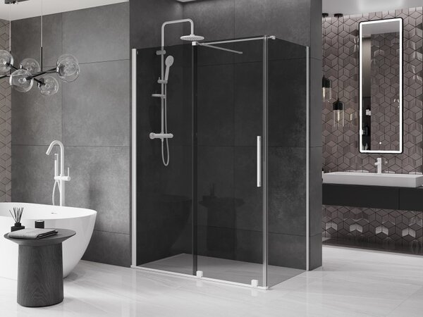 Mexen Velar, cabină de duș cu ușă glisantă 130 x 70 cm, sticlă gri 8 mm, alb mat, 871-130-070-41-20