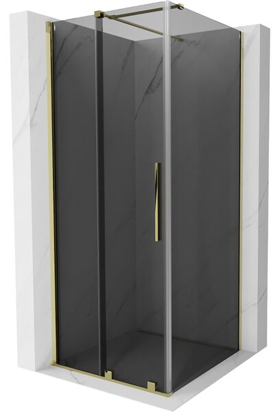 Mexen Velar, cabină de duș cu ușă glisantă 90 x 90 cm, sticlă gri 8 mm, auriu lucios, 871-090-090-41-50