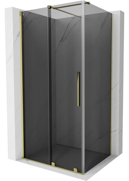 Mexen Velar, cabină de duș cu ușă glisantă 110 x 120 cm, sticlă gri 8 mm, auriu lucios, 871-110-120-41-50