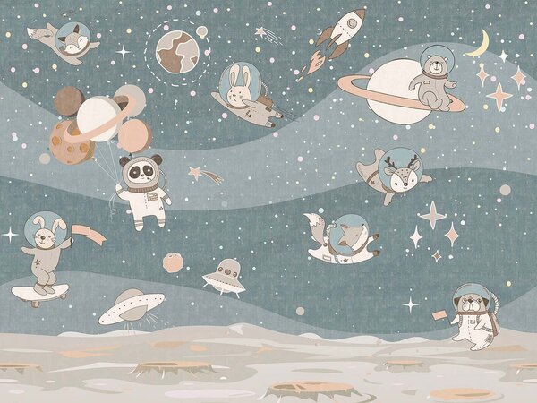 Fototapet Scena spațială de desene animate cu planete și stele, Fototapet băieți, Fototapet populare, u62416 - Tapeko.ro