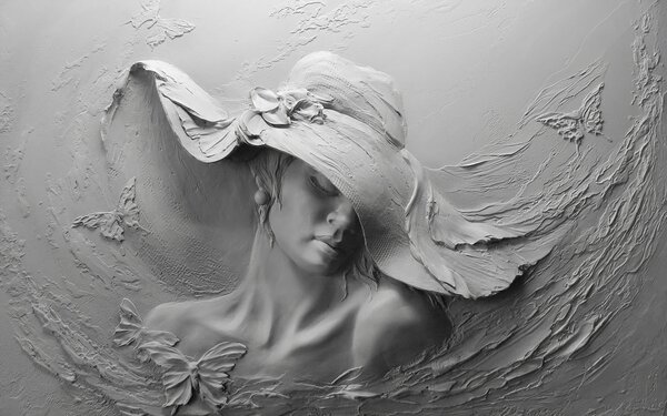 Fototapet Sculptura unei femei cu pălărie, Fototapet 3D, Fototapet populare, u62592 - Tapeko.ro