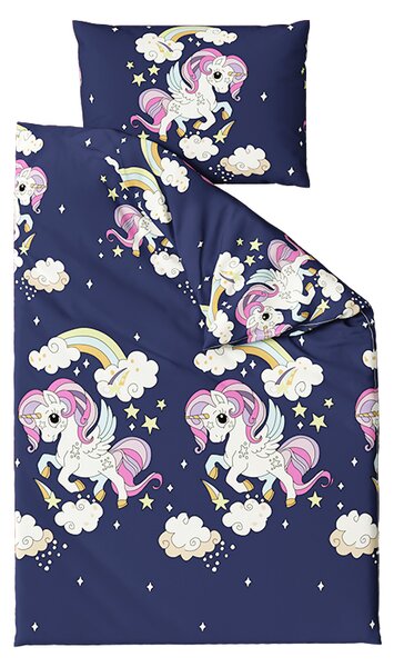 Lenjerie de pat din bumbac UNICORN albastru Dimensiune lenjerie de pat: 2 buc 70 x 90 cm | 200 x 220 cm