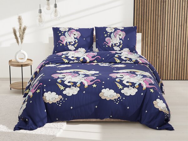 Lenjerie de pat din bumbac UNICORN albastru Dimensiune lenjerie de pat: 2 buc 70 x 90 cm | 200 x 220 cm