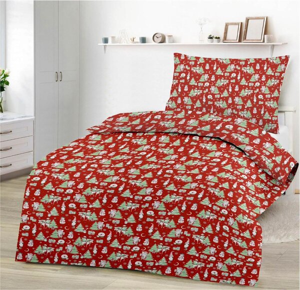Lenjerie de pat din bumbac rosu ELFI si BRAZI Dimensiune lenjerie de pat: 70 x 90 cm | 140 x 200 cm